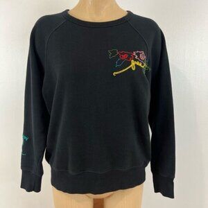 Aritzia Wilfred Free Women’s Small Black Floral Embroidered Pullover Sweater